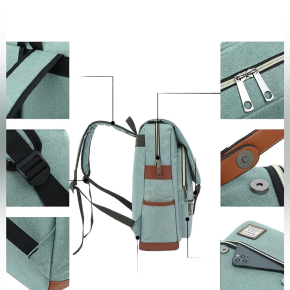 UGRACE Vintage Laptop Backpack USB Port Backpack Bag-Green (NEW) main image 11